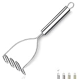 Triturador De Patatas, Cortador De Patatas De Metal Resistente De Acero Inoxidable Con Pulidor De Espejo, Triturador De Mano, Triturador De Frutas Y Verduras (9,6 Pulgadas)