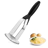 Fousenuk Machacador de Patatas de Acero Inoxidable, Prensa Patatas con Mango Antideslizante, Máquina Trituradora de Patatas Manual, Aplastador para Hacer Puré de Verduras, Frutas, Lavavajillas