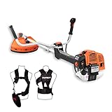 FUXTEC Desbrozadora profesional de gasolina de 62 cc, 3,5 CV, Multiherramienta 2en1, con correa para el hombro, sistema antivibratorio recortadora multifunción Motor 2 tiempos