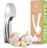 Oliver's Kitchen - Prensa de Ajos Premium - Superfácil de Usar y Limpiar - Aplasta Ajo y Jengibre sin Esfuerzo (y sin Necesidad de Pelar) - Fabricada para Durar - Extrafuerte y Resistente