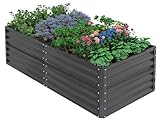 UDPATIO Jardinera elevada de metal, 180 x 60 x 90 cm, zinc y aluminio, bancal elevado independiente para jardín y balcón, 970 L, jardinera para jardín, para el cultivo de verduras, flores y frutas,