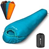Forceatt Saco de Dormir Momia,Temperatura Aplicable es 0℃-20℃,Sacos de Dormir Compacto para Adultos,3-4 Estaciones,Resistente al Agua y al Desgarro,Ideal para Camping y Trekking