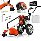 Desbrozadora Cortacésped de explosión con ruedas Demon | Motor de 2 tiempos | Refrigeración por aire | 1,9 CV | Velocidad de rotación máx. 9500 rpm | Rango de corte del hilo 42 cm
