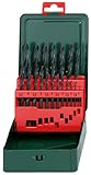 Metabo 627151000 627151000-Estuche metálico de Brocas HSS-R 19 Piezas Afilado de Superficie cónica de 118º diámetros de 1,0 a 10,0 mm x 0,5 mm