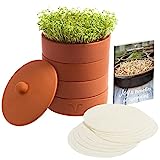 Verdant Republic Kit Germinador de Semillas Cerámico – 3x Bandejas de Germinación Apilables, 10x Discos de Papel y Libro Electrónico – Semilleros de Germinación 2 en 1, Brotes Tiernos y Microvegetales