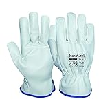RuviGrab - Guante de Trabajo en Piel de Flor de Vacuno Natural | Para Jardinería y Obra | Talla 8