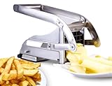 ICO Cortador de Patatas en Acero Inoxidable, Cortador Patatas Fritas Profesional con 2 Cuchillas de 12mm y 9mm, Corta Patatas Manual con Tecnología Antideslizante, para Verdura