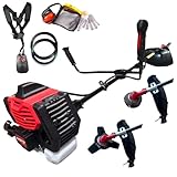 Synergy Desbrozadora Gasolina 2 en1-65cc 4,9cv Motor 2 Tiempos- Disco de 3 Puntas, Cabezal de Hilo Automático, Arnés Profesional, Kit de Protección y 20m de Hilo