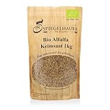 Semillas orgánicas para germinados de alfalfa - Semillas para germinar brotes de alfalfa - fuente de energía saludable - nutritivas y sabrosas para ensaladas - Contenido: 1 kg semillas de alfalfa