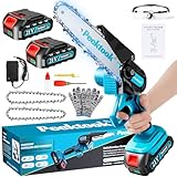 Mini Motosierra Bateria 6 Pulgadas, 1000W Motor Sin Escobillas Motosierra Eléctrica con 4000mAh Baterías y 2 Cadenas, motosierra de mano portátil Inalámbrica para Podar Árboles de Jardinería y Madera