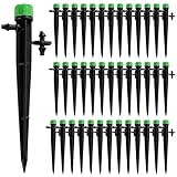 VooGenzek 40 Piezas Gotero de Riego, 360-Grado 8-Agujero Aspersore de Riego Ajustables, Cabezas de Riego para Goteo Goteros Estaca Microtubo Piqueta, para Tubo 4/7 mm, Verde (con Conectore)