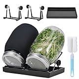 Juego de 2 tarros de Cristal para germinar, 1000 ml, germinador de Semillas, con 2 Rejillas, 2 Soportes Ajustables, 2 paños de Sombra, 1 Bandeja y 1 Cepillo, Apto para brotes y Semillas