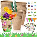 Herefun 30 Piezas Macetas Biodegradables, Maceta de Semillas de Fibra Biodegradable, Semilleros Germinacion para Plántulas Sembrado con 50 Etiquetas para Plantas para Jardín Semillas y Trasplantes