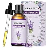 MIGCAPUT Aceite Esencial de Lavanda 100ML, 100% Puro Natural Aceites Esenciales de Aromaterapia de Grado Terapéutico para Cuidado de la Piel, Anti Acné, Dormir Mejor, Humidificador