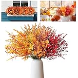 EnixwH 12 Flores Artificiales Decoracion Otoño Ramos De Flores Artificiales Realista Hojas Otoño Decoracion Flores De Otoño Plantas Artificiales Decorativas Hogar Mesa Decorativa Flores