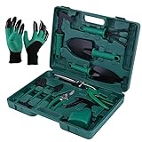 eROOSY Herramientas de Jardinería Kit 11 Piezas Juego De Herramientas jardinería con Funda de Transporte con Guantes de Jardin