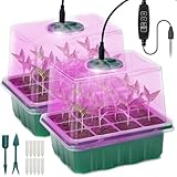 2 Pcs Bandejas Semilleros con Lámpara Germinacion Plántulas, Bandeja Germinar de Germinación para Invernaderos,Invernadero Bandejas de Cultivo Germinación con Cúpula y Base para Plantas en Crecimiento