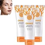 Gel blanqueador exfoliante naranja, gel blanqueador corporal exfoliante para todo tipo de piel (3 piezas)