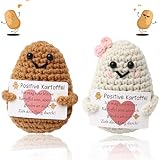 Plstod 2 piezas Positive Potato, Mini Patata Positiva, Patata Motivacional, Patata Positiva Divertida, Peluche Positivo Potato con Papel Inspirador para Amiga Regalo de Fiesta de Cumpleaños