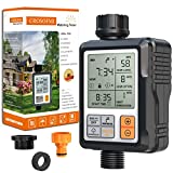 CROSOFMI Programador Riego Jardin Temporizador de Riego Automatico Control Pantalla Grande de 3 Pulgadas Naranja
