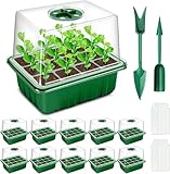 YAUNGEL Bandeja de Germinación de Semillas, 10 Pcs 120 Celulas Mini Invernadero Bandejas de Cultivo Germinación con 2 Herramientas de Jardinería, Ideal para Cultivo de Semillas y Plantas, Verde