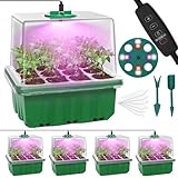 MQFORU Bandejas Semillas de Germinacion con Luz de Crecimiento Ajustable，5 Pcs 60 Células Germinador de Semillas,2 Metros Temporizador Controlador para Invernadero Cultivar Semillas de Plantas