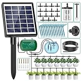 AnseTo Sistema de Riego Solar para Jardín, Kit Riego por Goteo Solar con 15 Micro Cabezales de Goteo, Riego por Goteo Automatico para Vacaciones Terrazas de Balcones Invernaderos Macetas Plantas