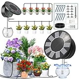 TRJZWA Sistema de Riego Solar para Jardín,Riego por Goteo Automatico Kit Solar con 9 Programas de Riego Manguera de 10 m para Jardín/Plantas de Balcón/Plantas en Macetas al Aire Libre