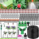 MULEVIP 50M Sistema de Riego Jardín 200 pcs Kit Riego por Goteo de Jardín Pulverizador y Gotero Automatico para Jardin Invernadero Césped Patio Terraza,Automático Rociadores por Goteo Riego de Jardín