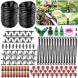 DONGQI Sistema de riego Jardín, 149 PCS Sistema de Riego por Goteo,30M Kit Riego con Ajustable Boquilla Aspersor Pulverizador y Gotero Automatico para Jardin Invernadero Césped Patio Terraza