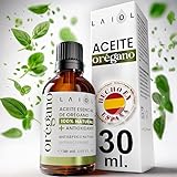 LAIOL Aceite de Orégano 30 ml - Puro 100% Natural con Carvacrol - Aceite Esencial de Orégano Líquido y Orgánico - Uso Alimentario y Terapéutico - Gotas Concentradas para Bienestar, Defensa y Cuidado