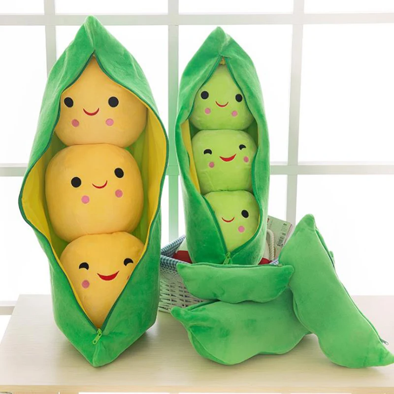 25CM lindo bebé de peluche guisantes relleno planta muñeca juguete niños kawaii calidad almohada en forma de guisante juguete niño niña regalo