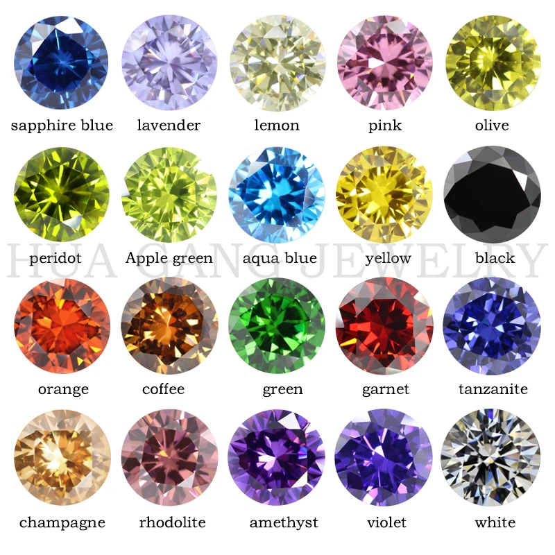 Piedra de circonita cúbica Multicolor, corte brillante, piedras sueltas de CZ, gemas sintéticas, cuentas para joyería, 0,8 ~ 12mm AAAAA, 5A
