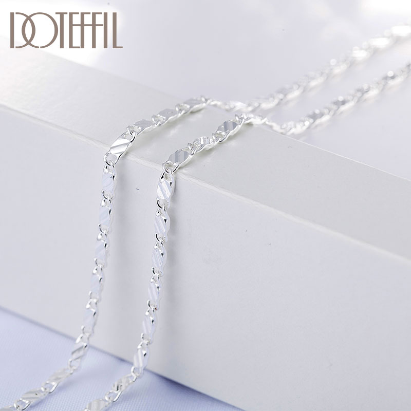 DOTEFFIL-collar de plata de ley 925 para hombre y mujer, cadena con dijes de 2mm, 16/18/20/22/24/26/28/30 pulgadas, joyería para fiesta y boda de moda