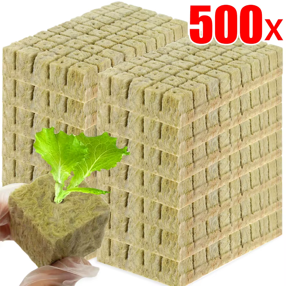 500/50x Cubos de medios de cultivo hidropónico de lana de piedra bloque de plántulas de jardín cultivo de agua semilla germinación sustrato de cultivo