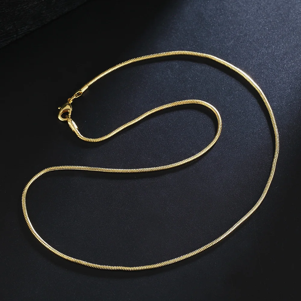 Nuevo Plata de Ley 925, cadena de serpiente de 1MM, collares de color dorado de 18K, 16/18/20/22/24/26/28/30 pulgadas, regalos de joyería para hombres y mujeres