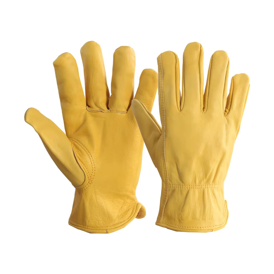 1 par de guantes de trabajo para hombre, guantes de cuero vacuno suave para conductor, caza, conducción, granja, jardín, soldadura, protección de seguridad, guante mecánico de seguridad