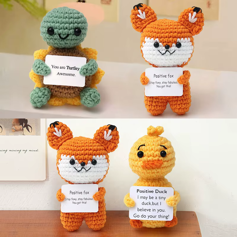 Muñecas de energía positiva de ganchillo, Mini abrazo de bolsillo, patatas tejidas, estatuillas tejidas a mano, artesanías, regalos de animales de ganchillo Kawaii