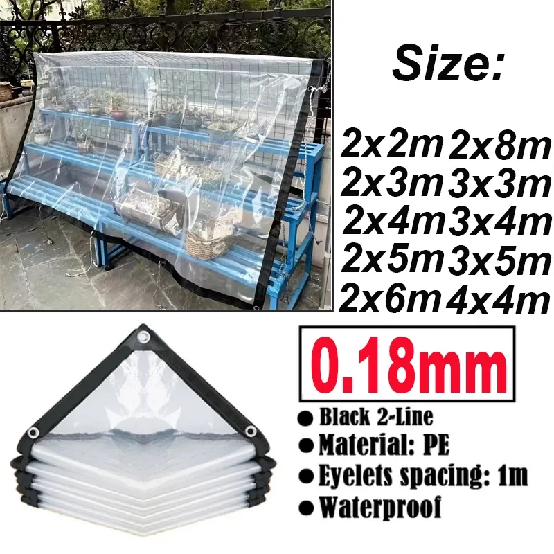 Lona impermeable transparente gruesa para jardín, resistente a la lluvia, lona de polietileno transparente, cubierta para plantas, tela aislante para cobertizo con ojales