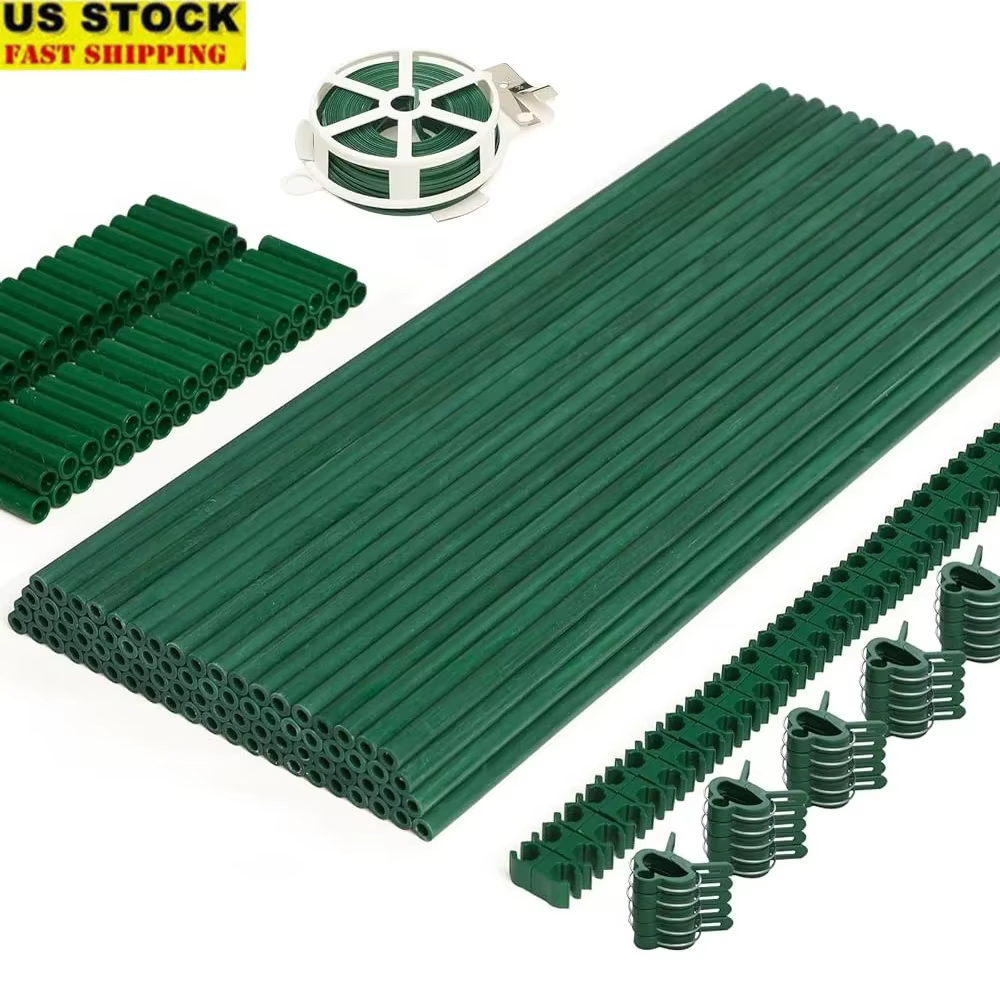 Kit de estacas de jardín de 249 Uds., palos de fibra de vidrio para plantas, accesorios de soporte DIY de varios longitudes, soportes para plantas de pepino y tomate duraderos