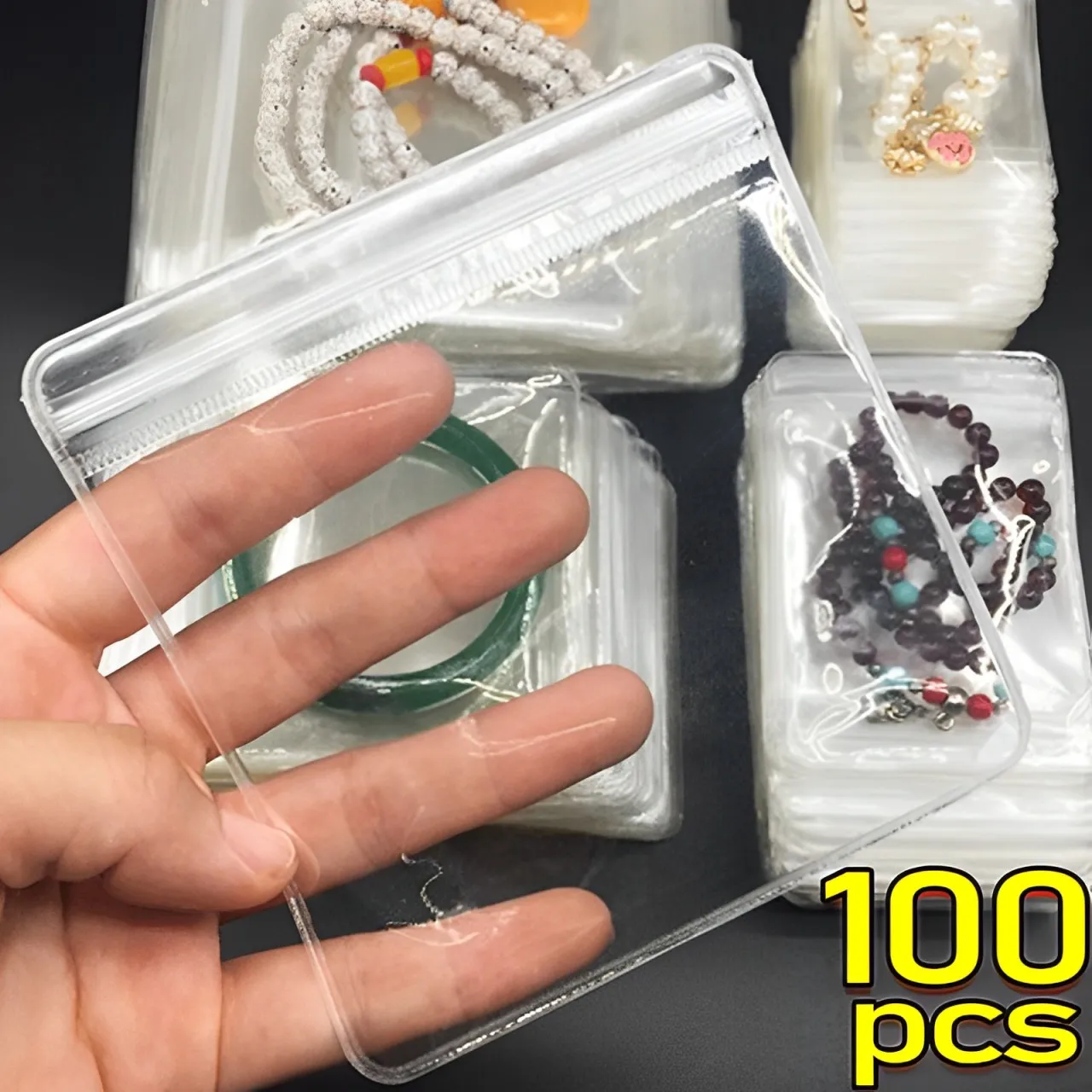 Bolsas gruesas de PVC para paquete de joyería, organizador transparente antioxidante, almacenamiento de embalaje, bolsas autoselladas, 10/100 Uds.