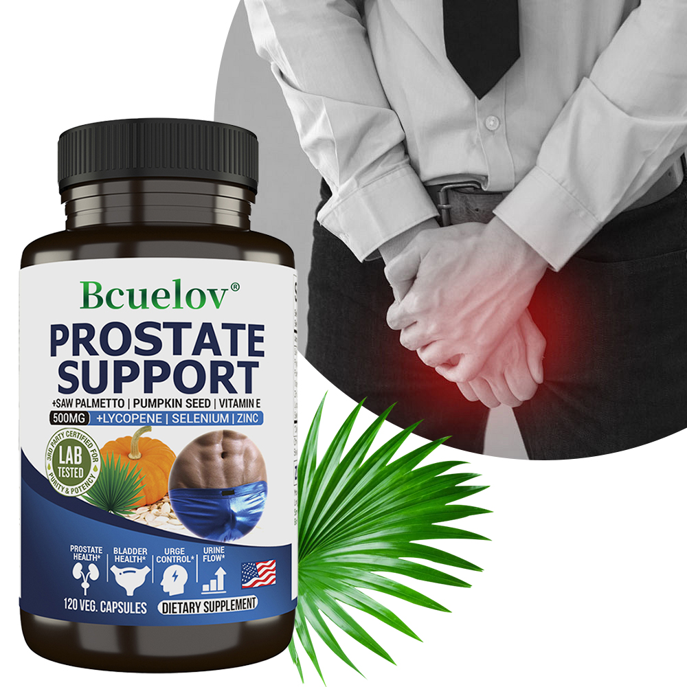 Apoyo de la próstata para hombres - Saw Palmetto Lycopene Semilla de calabaza Pygeum Africanum Zinc Selenio (120 cápsulas vegetales)