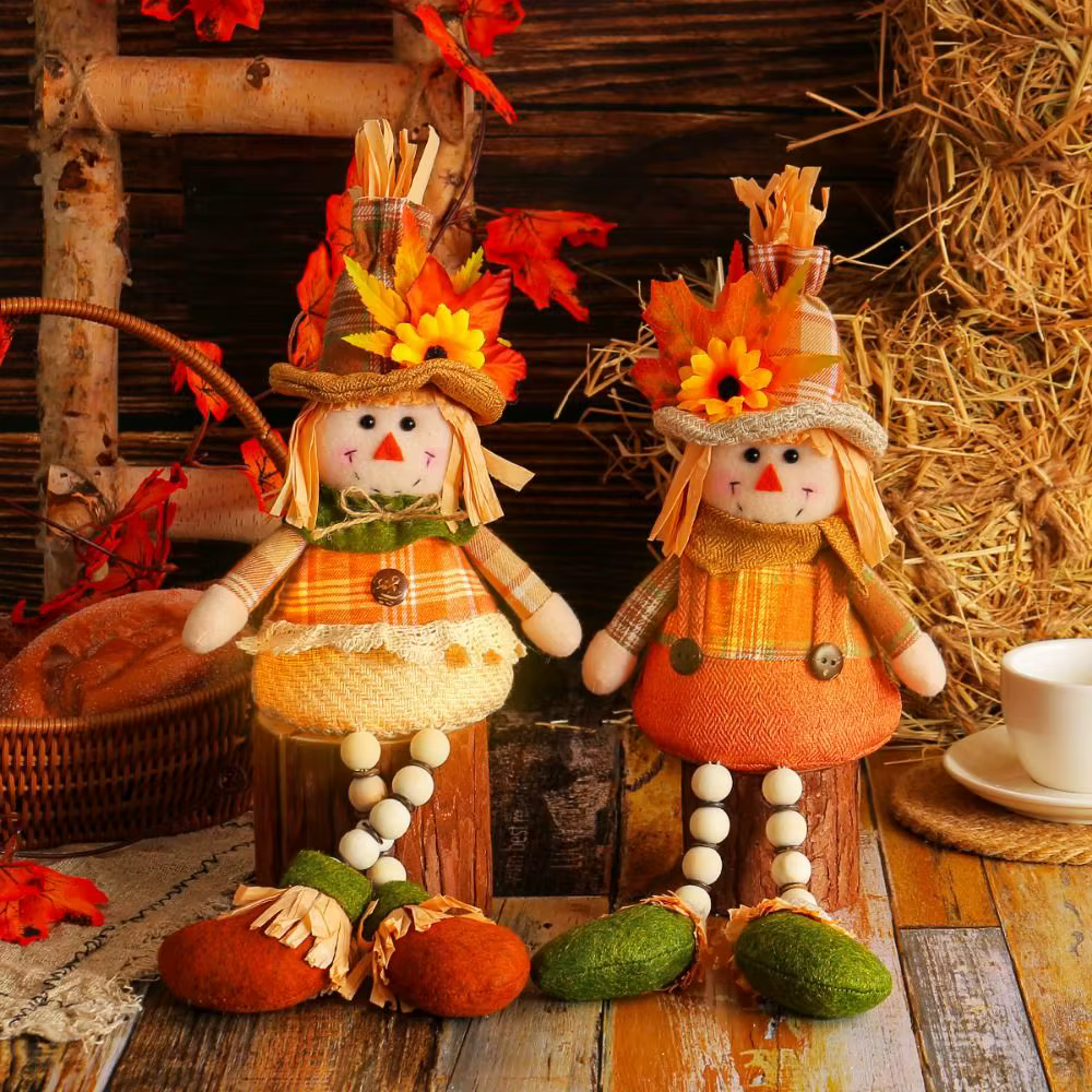Muñeco espantapájaros de Acción de Gracias, muñecos enanos, adornos de muñecas de piernas largas, Gnomo de girasol, muñecas enanas, luminiscencia suave