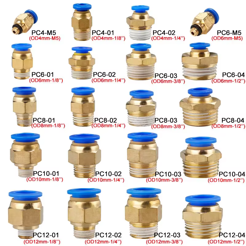 10/50 Uds conector de aire de montaje neumático PC 4mm 6mm 8mm 10mm 12mm rosca 1/8 "1/4" 3/8 "1/2" accesorios de manguera conectores rápidos de tubería