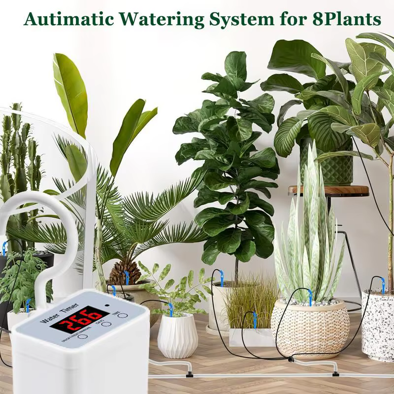 Bebedero automático para plantas, riego inteligente por goteo, temporizador de agua programable, sistema de riego de plantas recargable para