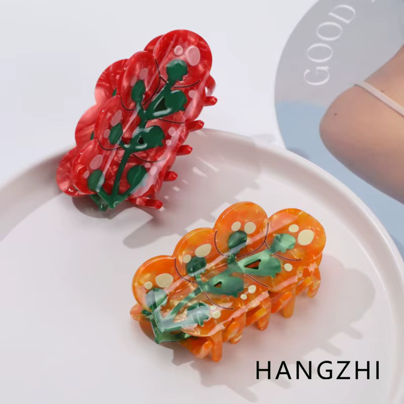 HANGZHI-Lote de pinzas de agarre de tomate rojo y amarillo, accesorios creativos para el cabello de frutas y verduras para mujeres y niñas, novedad de verano
