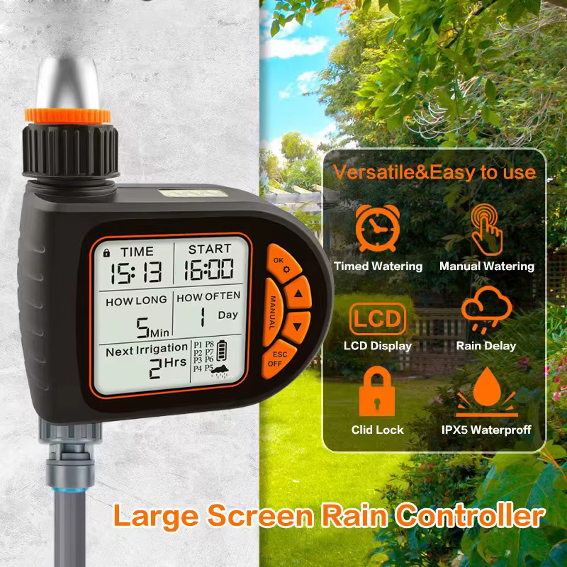 Temporizador inteligente de riego por goteo para jardín, pantalla grande LCD, controlador de riego automático, jardines, balcón, granjas, riego al aire libre
