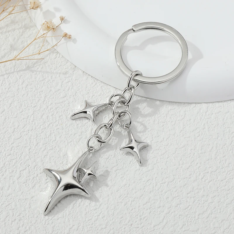 Llaveros Y2K con forma de estrella y Luna, llaveros de Metal para mujeres y hombres, regalo de amistad, decoración de bolso, joyería hecha a mano