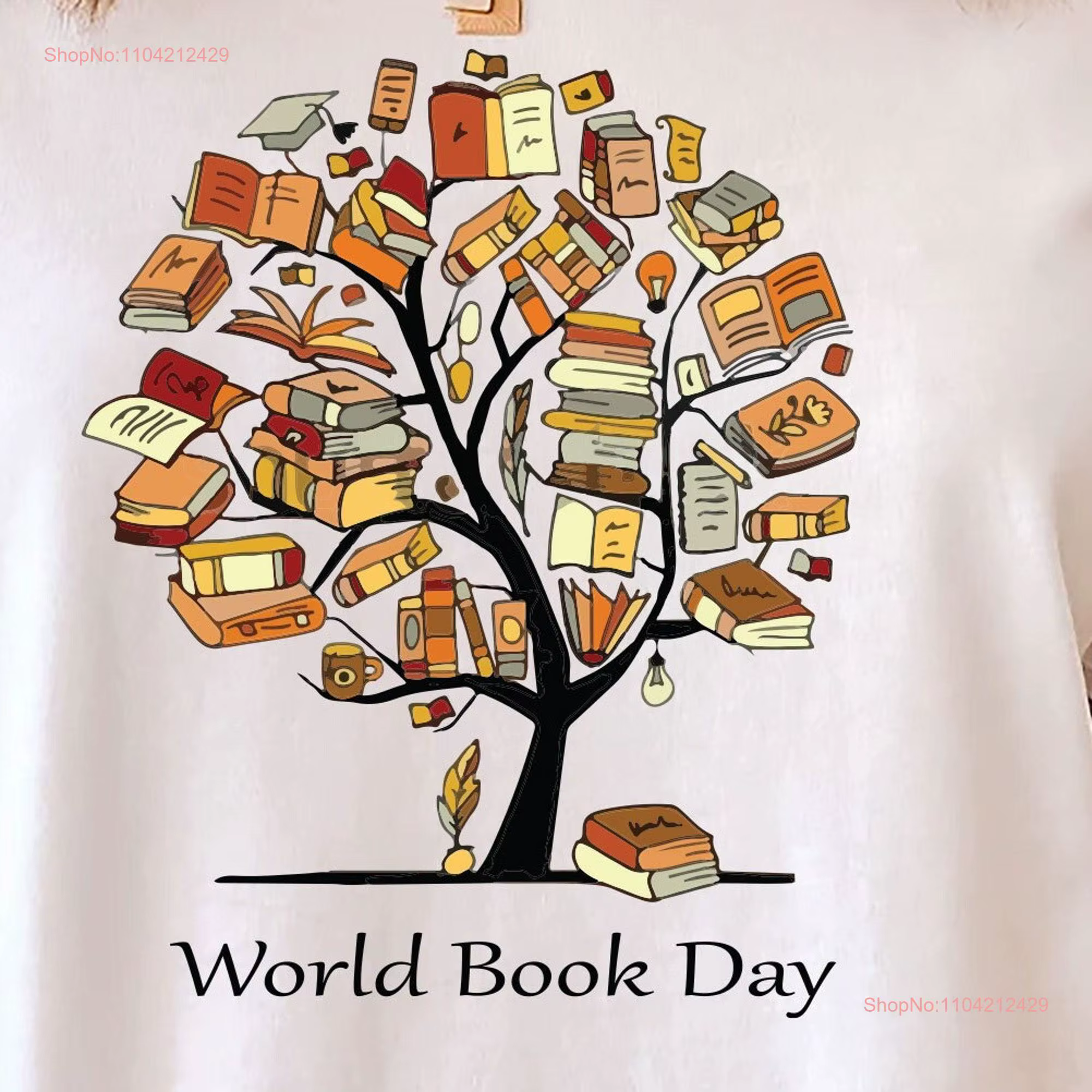Día Mundial del Libro Número Matemáticas Camiseta Amante árbol manga larga o corta