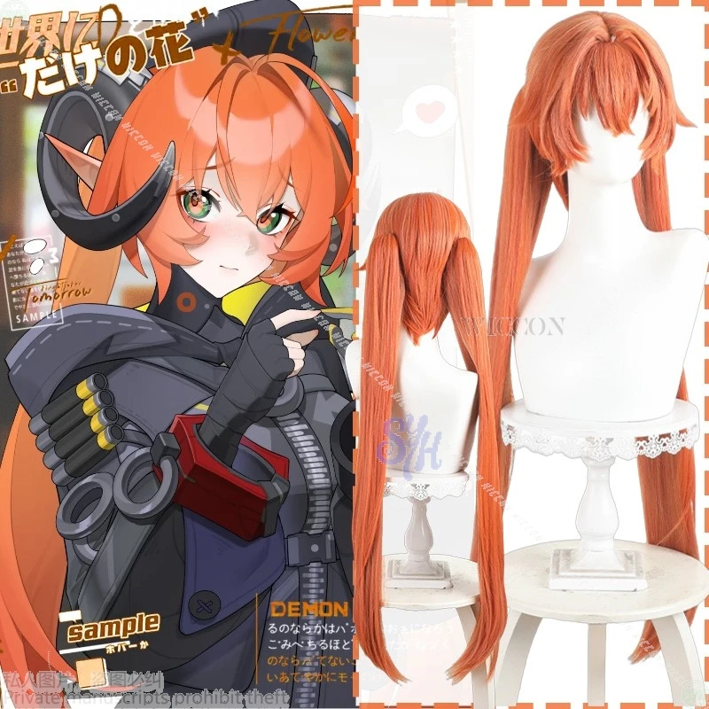 Juego de Anime Zenless Zone Zero Cosplay disfraz de Orphie largo naranja doble cola de caballo Kawaii Jirai Kei pelucas para niñas pelo resistente al calor